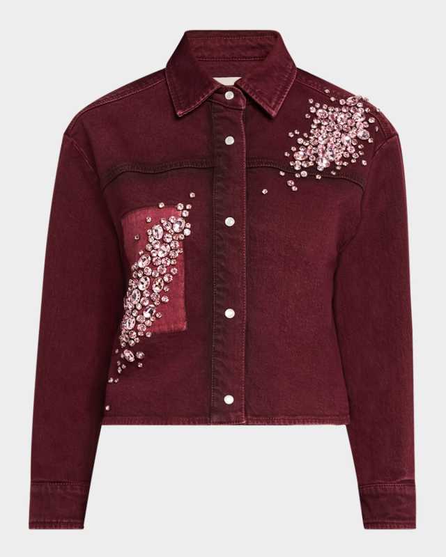 Becky Crystal Denim Shirt Jacket